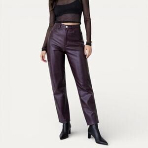 Aritzia Wilfred Faux Leather Pants | Plum High Rise | Size 8